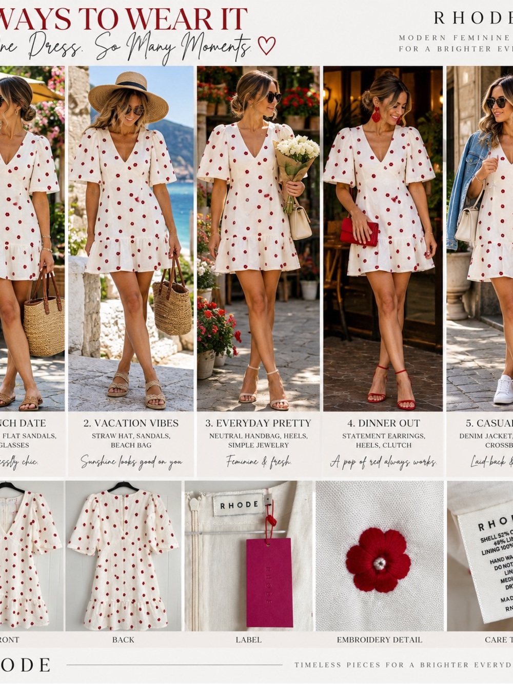 NWT Anthropologie x RHODE Mariana Scarlet Daisy Mini Dress Size 8 | $365 Retail